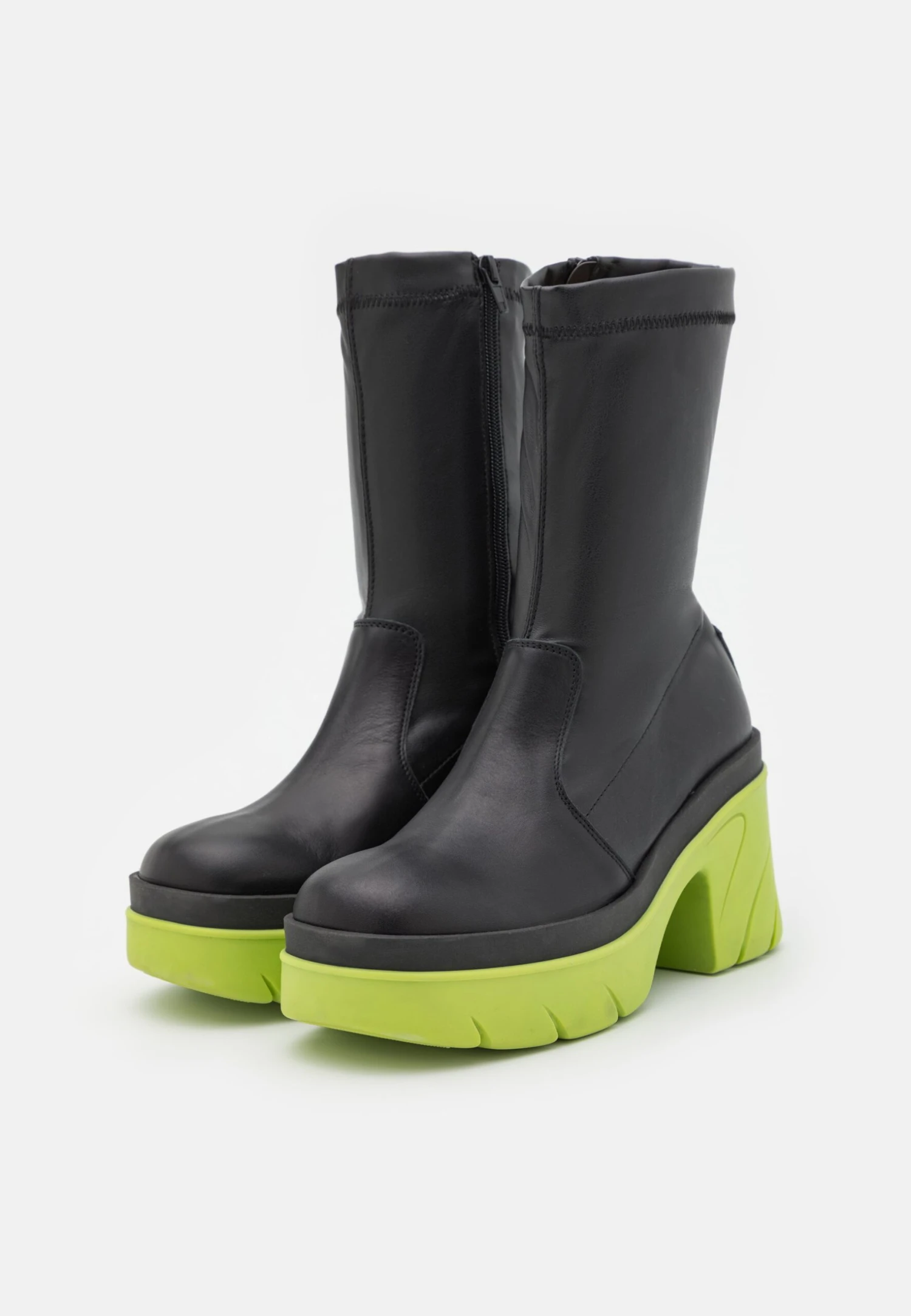 Steve Madden Georginia - Enkellaarsjes Met Plateauzool - Black/Lime - Afbeelding 3