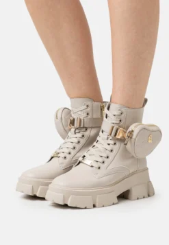 Steve Madden Tanker - Enkellaarsjes Met Plateauzool - Offwhite