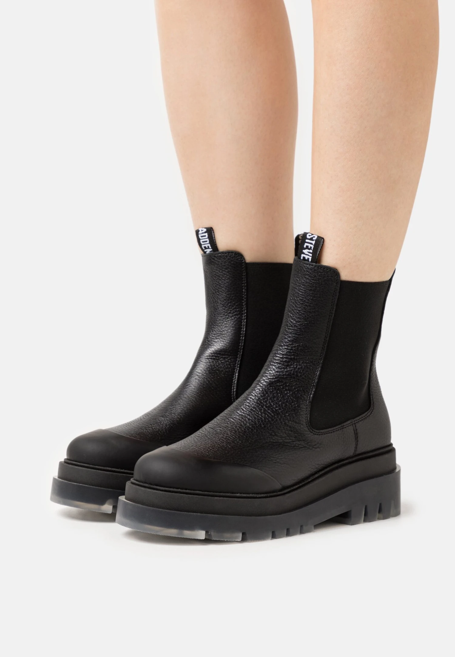 Steve Madden Myrtha - Enkellaarsjes Met Plateauzool - Black